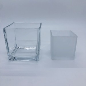 Square Frosted Glass Candle Holders