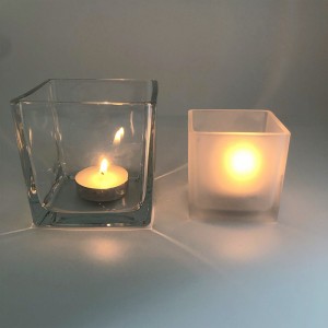 Square Frosted Glass Candle Holders