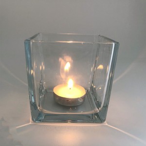 Square Transparent Glass Tea Light Candle Holders