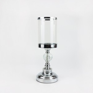 Glass 1 Crystal Ball Cylinder Candlesticks with Metal