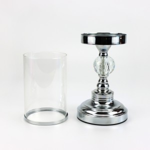 Glass 1 Crystal Ball Cylinder Candlesticks with Metal