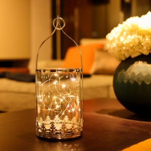 Glass Metal Candle Holders With LED Light