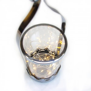 Glass Metal Candle Holders With LED Light